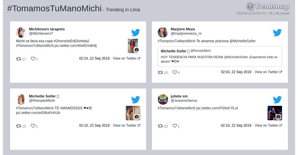 #tomamostumanomichi es ahora una tendencia en #Lima

trendsmap.com/r/PE_LIM_hsaybt