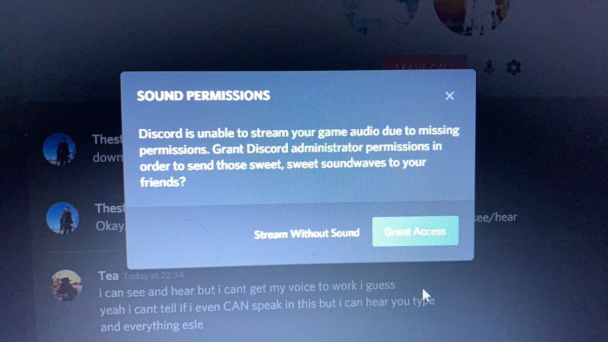 thestpacito's tweet photo. @discordapp I’m trying to watch Netflix with my fiancé while he’s away on base, but whenever I try to stream I get this message; I’m running as admin, and hitting ‘grant access’ just brings up two rotating squares on a black screen. How can I fix this? https://t.co/qpcZgsZCyJ