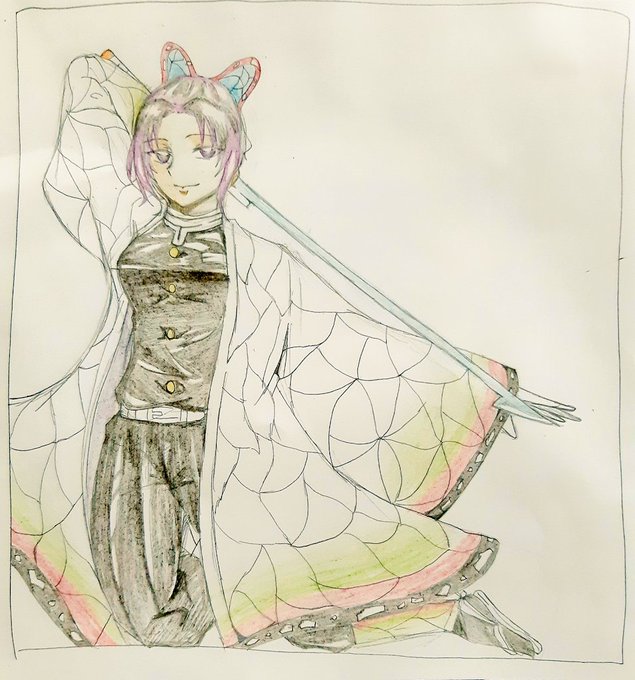 璃音さんがTwitterに投稿した胡蝶しのぶ(鬼滅の刃)のイラスト。