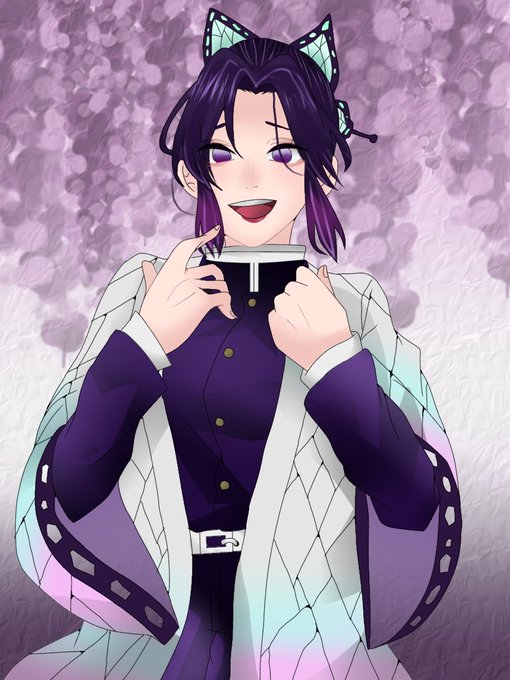 胡桃々さんがTwitterに投稿した胡蝶しのぶ(鬼滅の刃)のイラスト。