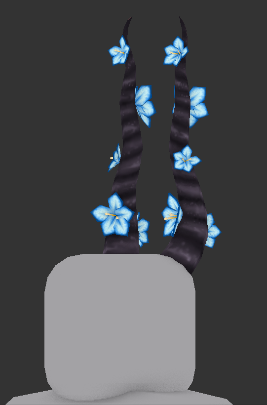 Erythia On Twitter Designed Some Tall And Thin Gazelle Like Horns With Pretty Blue Flowers Roblox Robloxugc - roblox horns id