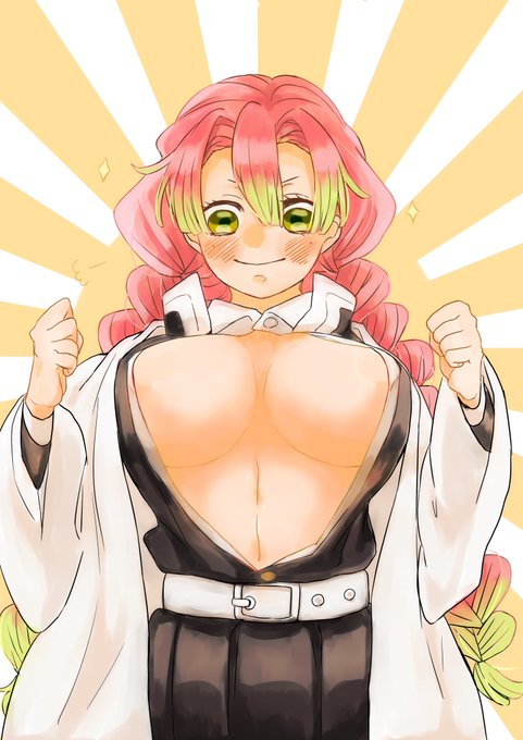 そらさんがTwitterに投稿した甘露寺蜜璃(鬼滅の刃)のイラスト。