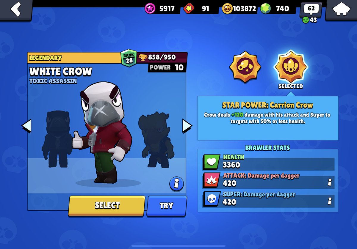 Code Ashbs On Twitter I Feel Bad For White Crow Skin Nobody Uses Him And Nobody Remembers Him D Brawlstars - new crow skin brawl stars