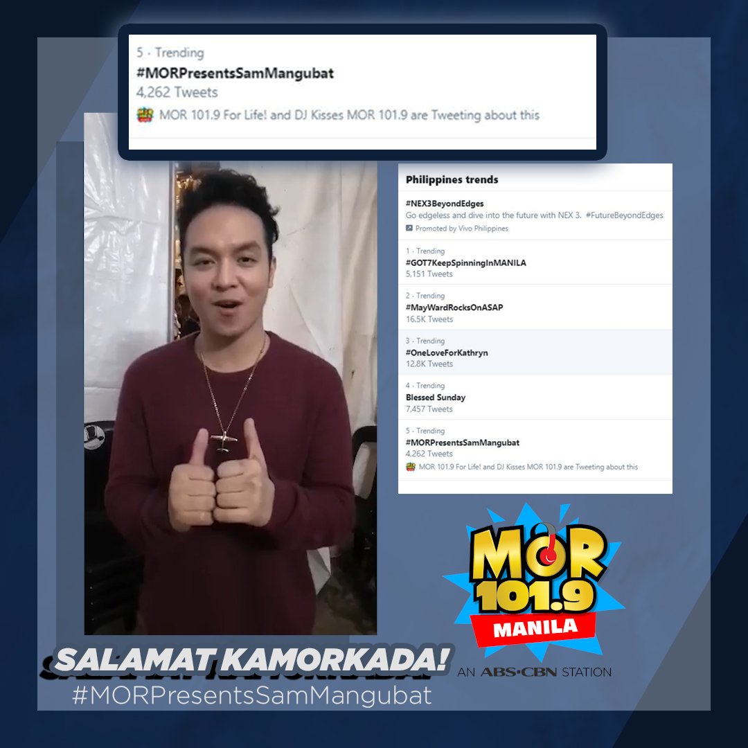 MORentPH's tweet photo. MORaming salamat sa mga nag-tweet kaMORkada! Sa mga Angels na nakipag-twitter party! Da Best kayo! 😍 Hanggang sa susunod na #MORPresents w/ @mor1019kisses!
#MORPresentsSamMangubat https://t.co/nQzIR1aHHg