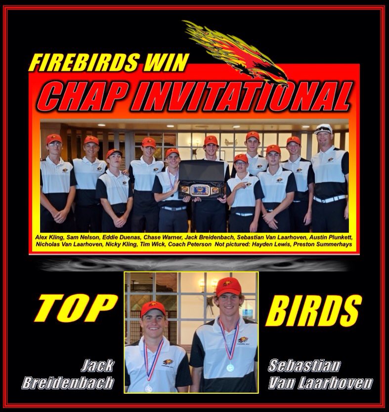 Top Firebird SUSD medalists, Sebastian Van Laarhoven and Jack Breidenbach and the rest of the Firebirds feather their nest with an Invitational win at home! #Chaptown #trophybelt