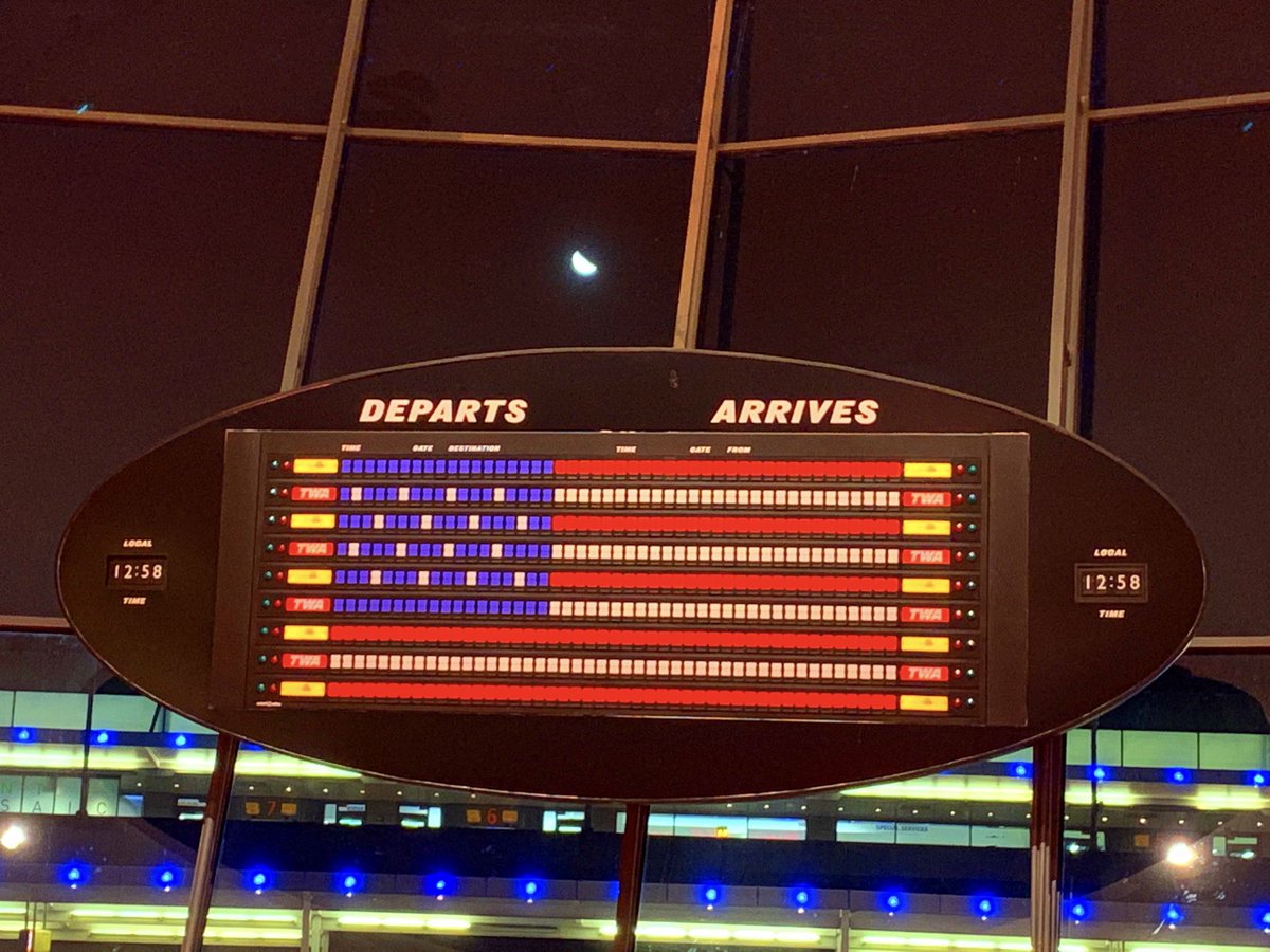 The moon over the TWA tote board at TWA Hotel!  JFK!!!