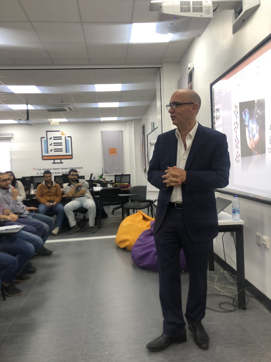 r_dababneh's tweet photo. Session with Chief Executive Officer CEO of @intajICTJO , Mr. Nidal with our students at #OrangeCodingAcademy to talk about the #future #jobs in the field of it and the market needs for the next 5 years. https://t.co/WjThE2WRfd