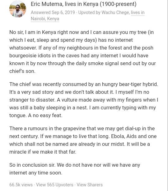 akinyiibby's tweet photo. Someone on Quora decided to ask "Does Kenya have internet?" and the responses have me weakkk😂😂 https://t.co/PQOfe6YYWw