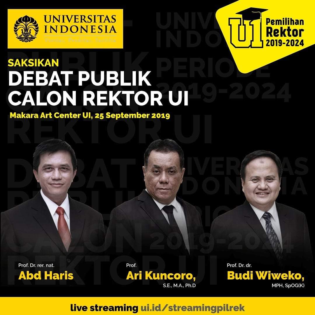 FISIP_UI's tweet photo. Yuk saksikan live streaming Debat publik 3 calon Rektor UI 2019 - 2024 pada laman https://t.co/25JYYsk1aV
📆 Rabu, 25 September 2019
⏰09.00 WIB - Selesai
🏢 Makara Art Center Kampus UI Depok
#UniversitasIndonesia
#DebatCalonRektor
#pilrekUI
#UImencariRektor
#P3CRUI https://t.co/RyxSHIoLCH