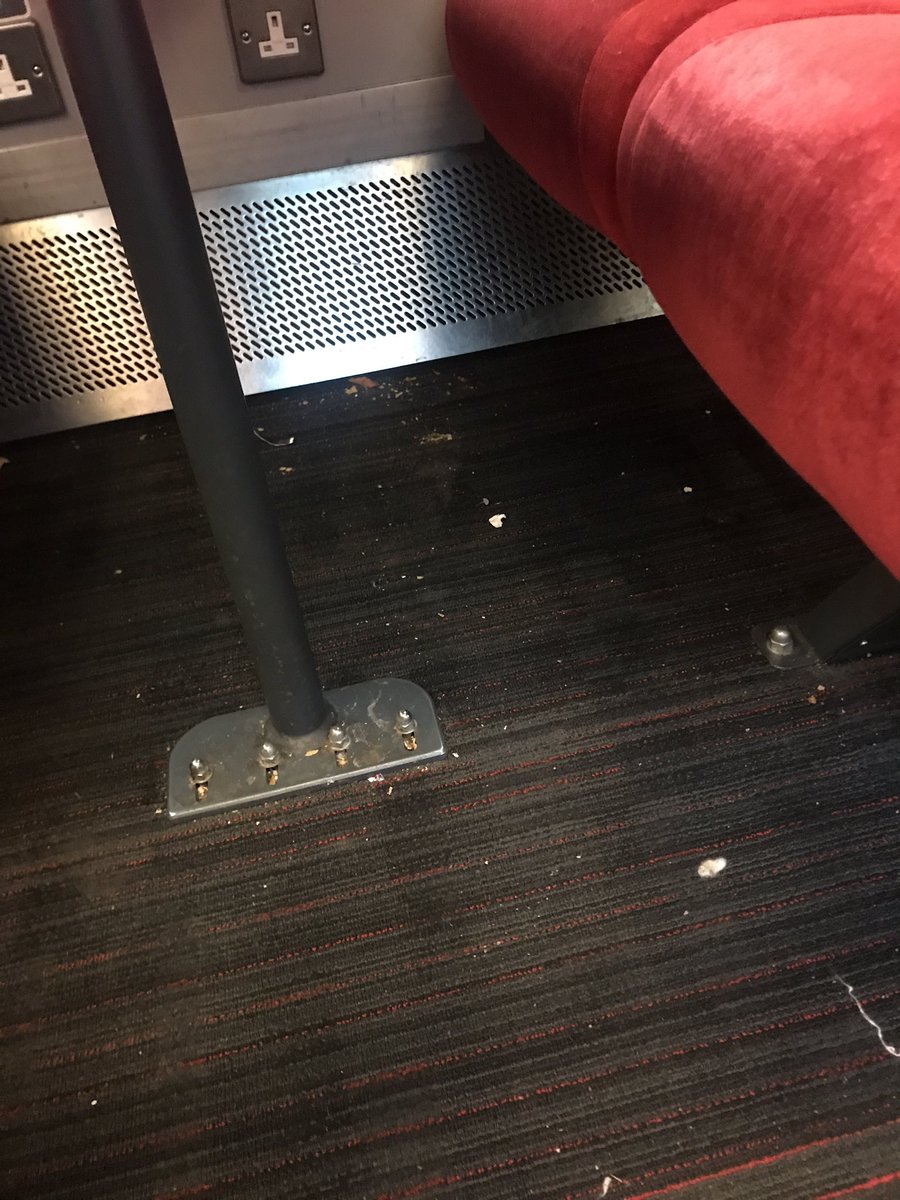 caroms22's tweet photo. @LNER just boarded the 8am from York to LXK and look at the state of it.... clearly hasn’t been cleaned this morning. It’s disgusting https://t.co/XzIyqHDLvF