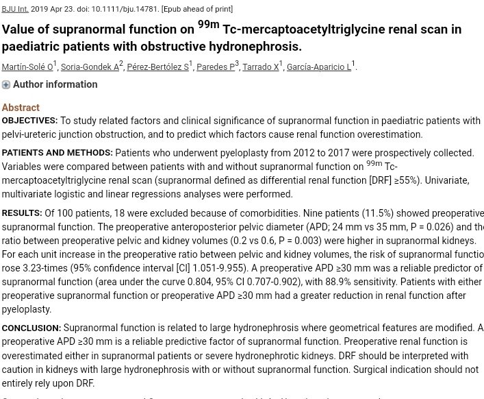 #SoMe4PedSurg (@me4ped) on Twitter photo Value of supranormal function on 99m Tc-mercaptoacetyltriglycine renal scan in paediatric patients with obstructive hydronephrosis.
😷👇
By <a href="/urologoinfantil/">Oriol Martin</a>
#SoMe4PedSurg
#UroSoMe
ncbi.nlm.nih.gov/pubmed/31013384 Value of supranormal function on 99m Tc-mercaptoacetyltriglycine renal scan in paediatric patients with obstructive hydronephrosis.
😷👇
By <a href="/urologoinfantil/">Oriol Martin</a>
#SoMe4PedSurg
#UroSoMe
ncbi.nlm.nih.gov/pubmed/31013384