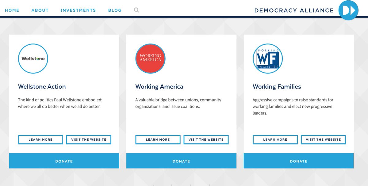 WFP is affiliated w/DemocracyAlliance which endorses other entities:  https://democracyalliance.org/investments/ 