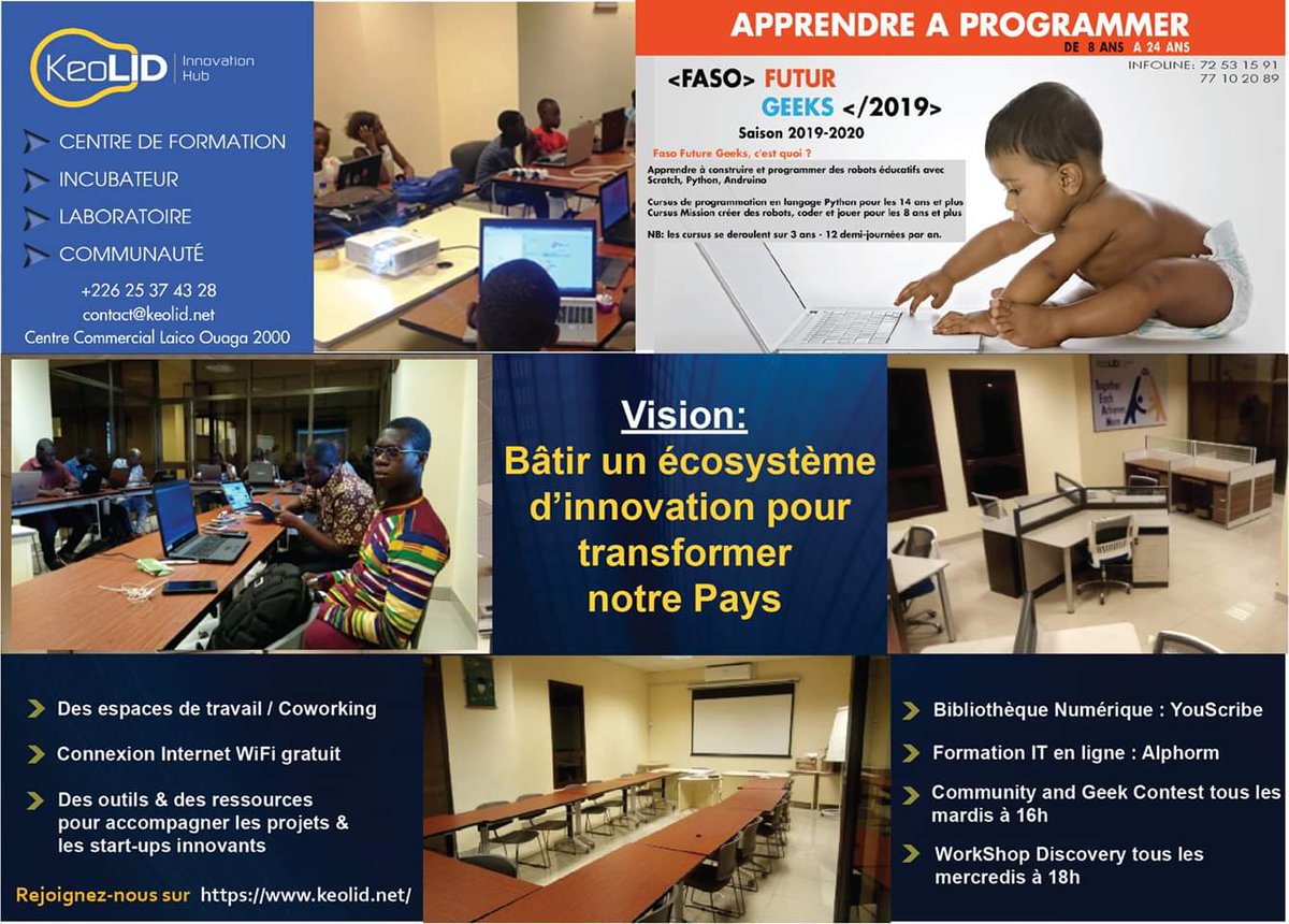 olassane's tweet photo. Un Centre de Formation Certifiante
Un Centre d'incubation performant
Une Communauté active
Un Laboratoire technologique

Devenez membre et profitez amplement de toutes les opportunités de KeoLID Innovation Hub 
 Ouagadougou - Bobo Dioulasso - Koudougou. https://t.co/SQCA6b9xqw
