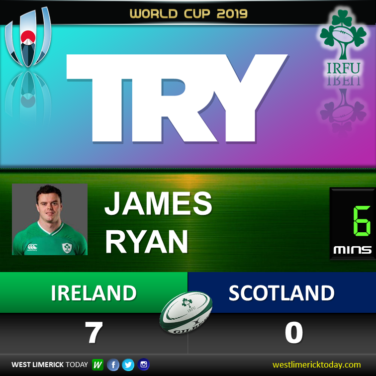 WestLkToday's tweet photo. James Ryan crashes over after just 6 minutes! Sexton converts! 7-0 to Ireland. https://t.co/HxB1MXKz4Z