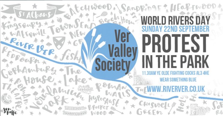 Delighted to be able to support <a href="/VerValleySoc/">Ver Valley Society</a> to highlight the awareness that the #riverVer and many other #chalkstreams are drying up. Today’s plans their website or even better go and show your support at the protest today in Verulamium.  And wear blue!!