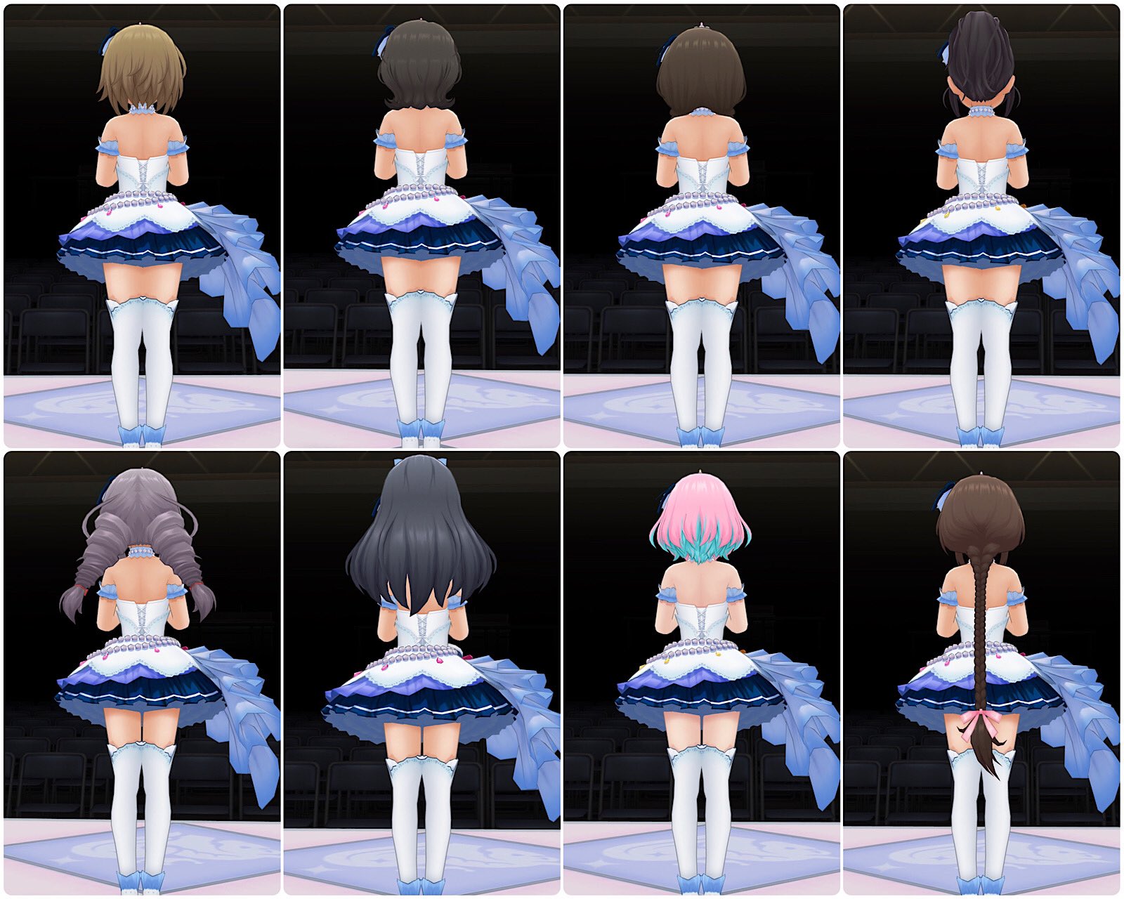 Koichi Hukami デレステ3dモデルは標準型とやせ型があって スターリーとかスカートを後ろから見た時に太ももがぴっちり閉じてるのが標準型 Ptgやレインボーカラーズだと隙間ができる 190人中4人しかいない標準型がかな子以外中々ssr化されなかったん