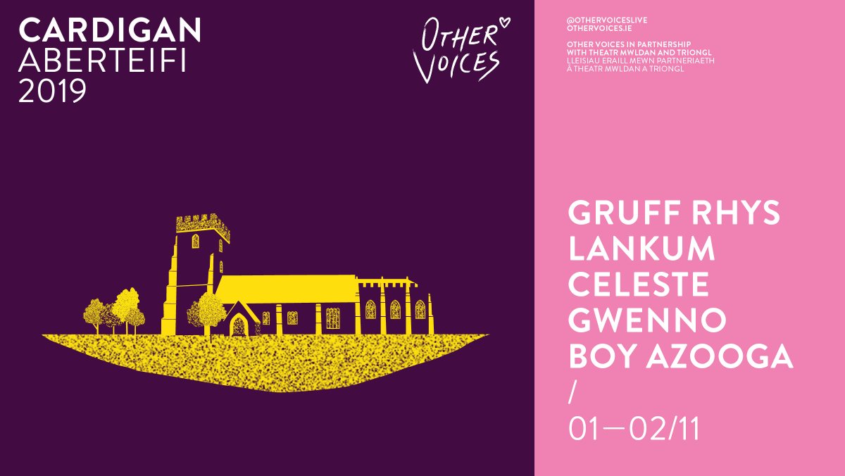 As announced by the wonderful <a href="/cerysmatthews/">Cerys Matthews</a> on <a href="/BBC6Music/">BBC Radio 6 Music</a> just there - we are delighted to share the first five artists joining us in St. Mary's Church in Cardigan! 
<a href="/gruffingtonpost/">Gruff Rhys</a> <a href="/LankumDublin/">LANKUM</a> @celestewaite @gwennosaunders <a href="/boy_azooga/">Boy Azooga</a> 
More info: adobe.ly/2m7FZw1