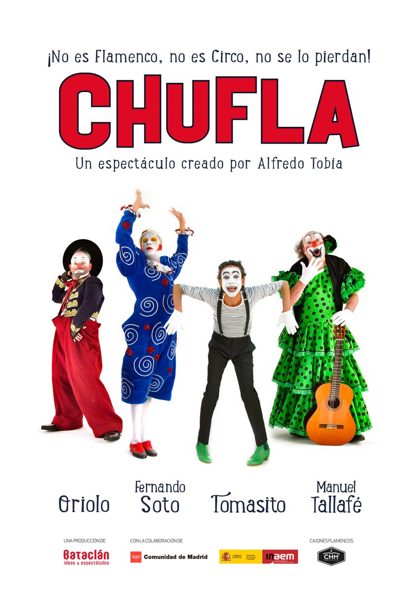 🤡💃El flamenco y el clown se funden en Chufla, ¿quieres saber cómo? 

⏰ A las 12.00h EN <a href="/esRadio/">esRadio</a> nos lo cuenta <a href="/tomasitooficial/">Tomasito</a> y #ManuelTallafé 
<a href="/FERNANDOSOTOFAN/">FERNANDO SOTO</a> <a href="/circoprice/">Teatro Circo Price</a> <a href="/Bataclanie/">Bataclán Ideas y Espectáculos</a> <a href="/mdiezrovira/">María Díez Rovira</a> 

🔗Directo AQUÍ: bit.ly/2UoTJyn

#FindeEsRadio