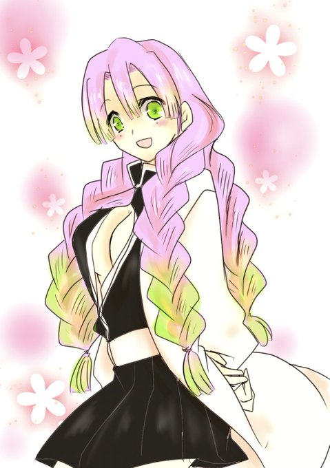 黒秋さんがTwitterに投稿した甘露寺蜜璃(鬼滅の刃)のイラスト。