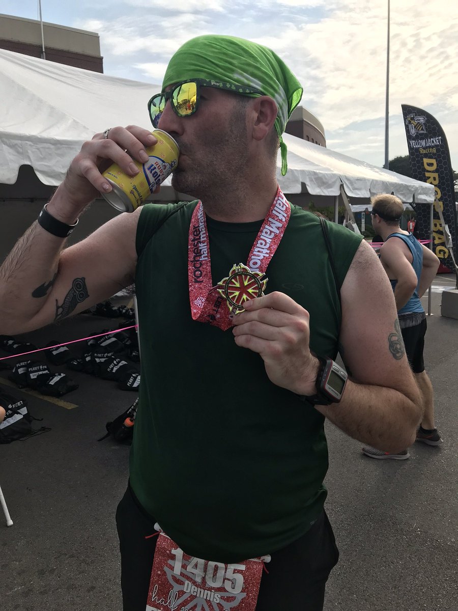 eastenddennis's tweet photo. 13.1 miles so obviously, boy, could I go for a Genny now! #RuntheRoc @GeneseeBrewery https://t.co/Mz1U9L8qIP