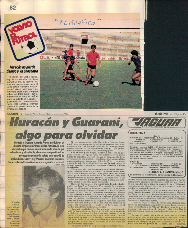 ClaudioMorresi's tweet photo. En https://t.co/Gb0kovCO6O
Primer partido del campeonato de 1985. Un nefasto año para el Globo
@CAHuracan @GuaraniAF https://t.co/yx0ZZsdqsL
