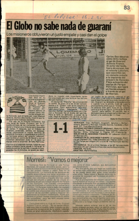 ClaudioMorresi's tweet photo. En https://t.co/Gb0kovCO6O
Primer partido del campeonato de 1985. Un nefasto año para el Globo
@CAHuracan @GuaraniAF https://t.co/yx0ZZsdqsL