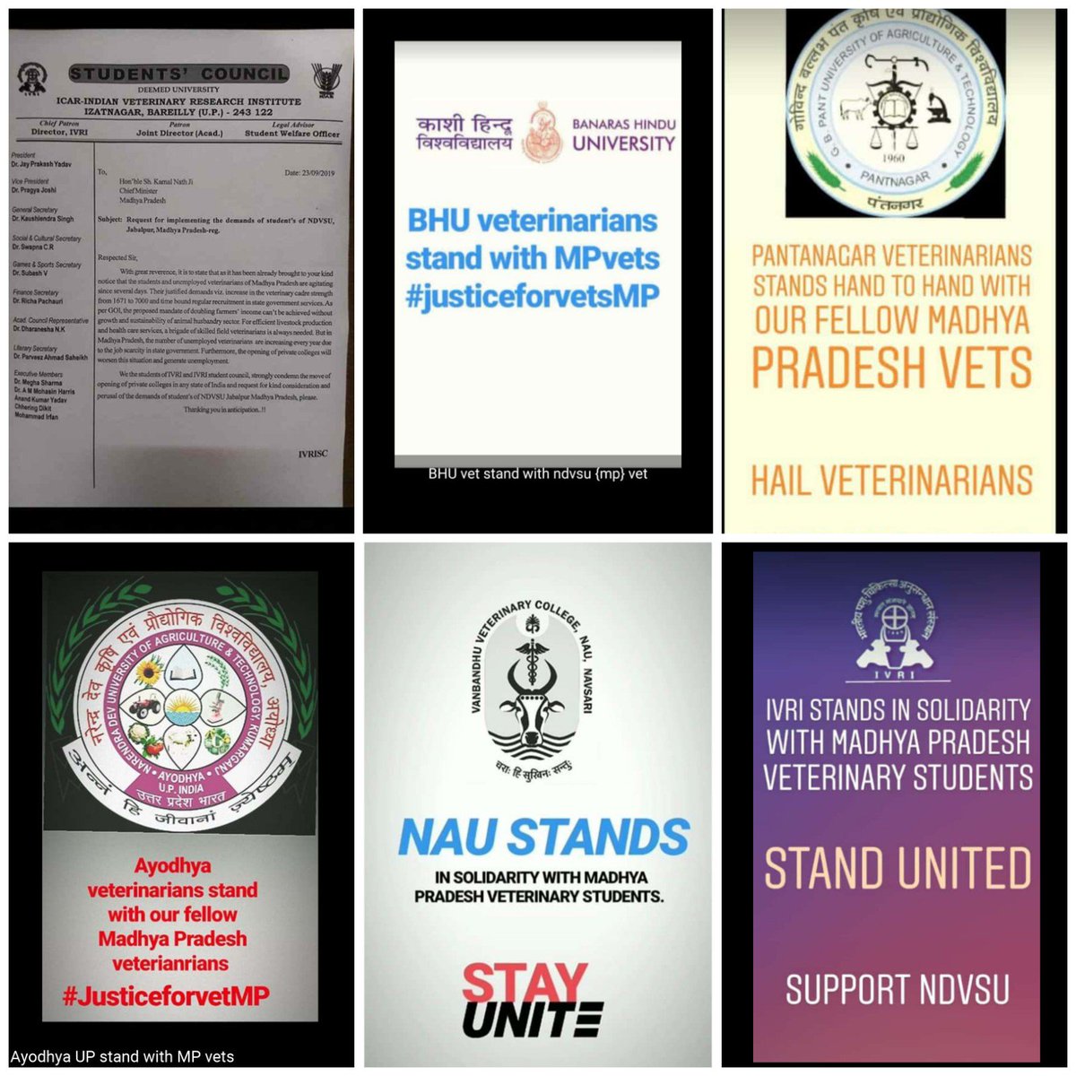 Shivang33284986's tweet photo. #justiceforveterinarians 
Support from different states 
Tysm... 
@OfficeOfKNath 
@PMOIndia 
@narendramodi 
@DainikBhaskar 
@BansalNewsbpl 
@ABPNews 
@ravishndtv 
@girirajsinghbjp 
@jitupatwari 
@mp_husbandry https://t.co/DWsZb66NL0