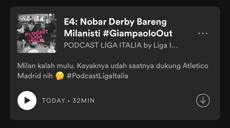 Keresahan hati sebagai milanisti, sudah saya curahkan bersama <a href="/rhezapra/">Rheza Pramudita</a> di podcast liga Italia episode 4 ini. Selamat mendengarkan, di semua platform podcast yang lo punya skrg di hp lo. Enjoy 😔😔😔 #GiampaoloOut open.spotify.com/episode/09HtOZ…
