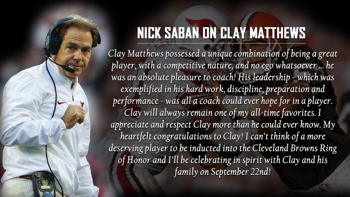 JennMatthews57's tweet photo. Legendary Coach Nick Saban on my dad, Clay Matthews...

Enough said. @ProFootballHOF 

#ClayMatthewsHOF https://t.co/tgh68mn3Nl