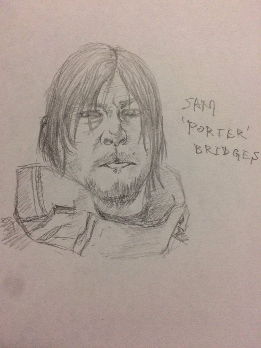 小島ぴろし アース1218 サム描いた 模写は初だな 初描きなので サムだと言われるとそう見えてくるかもだけど ゴリラっぽい顔になってしまったので 何も言わなければロン毛のゴリラと思われそう Deathstrading Ds デスストランディング