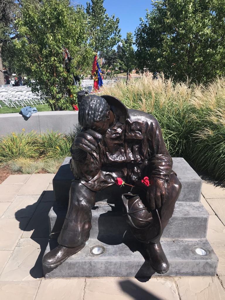 IAFF4457's tweet photo. WKFR honoured to attend Colorado Springs for the IAFF fallen firefighters memorial. We are here with the Russell family to recognize Cpt Troy Russell and 249 other fallen firefighters. Special thanks to @local5iaff for their dedication to this memorial.#FallenFireFighter19 https://t.co/cEKdyE0hFP