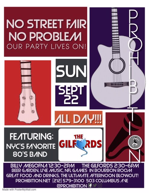 Columbus Ave #streetfair is no more... but we are keeping the party alive anyways! Join us for #livemusic with Billy Megofna &amp; <a href="/thegilfords/">The Gilfords</a> and celebrate the "unofficial" end of Summer!! #uws #nyc facebook.com/events/1160991…