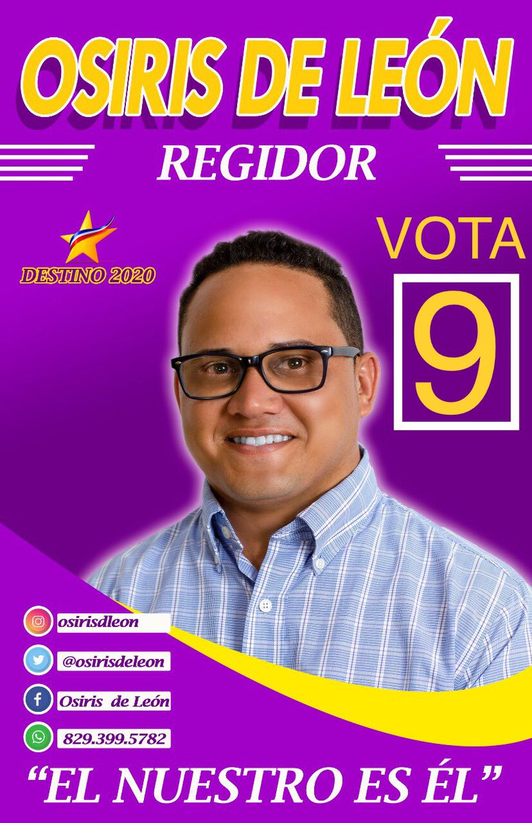 osirisdeleon's tweet photo. Vota 9 
OSIRIS DE LEÓN (Regidor)
#Destino2020
#ELNUESTROESÉL”
8-. Apoyar las iniciativas de la Alcaldía,  enfocada  en la creación de las condiciones y espacios para ampliar la cobertura de la práctica deportiva y las actividades físicas, en las diferentes disciplinas. https://t.co/ut6hGMiMua