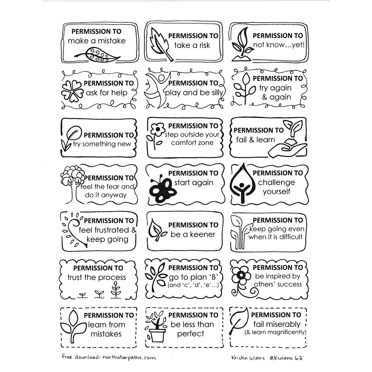 CassiaSchool's tweet photo. @cassiaschool is handing out permissions to be you! So here you go, permission to step outside your comfort zone. Which permission are you seeking today? 
Thanks @kwiens62 for this resource. 

#trusttheprocess #gotoplanb #beakeener #lekkischool https://t.co/PYlbTSElvv