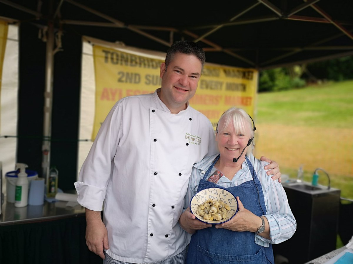 TWellsFoodFest's tweet photo. On stage with @KentFineFoods is @PrepThatFish doing a cooking demo! #TWFDF19 https://t.co/Caoc9jytfA