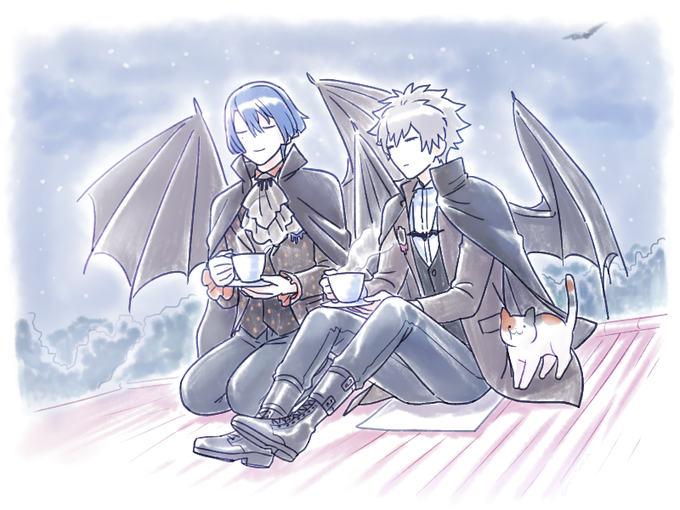 「blue hair night sky」 illustration images(Oldest)