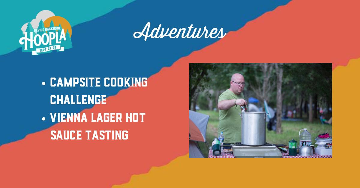 dbbrewingco's tweet photo. While at Hoopla, be sure to take hop in on an adventure or two 😎Campsite Chili Cook-Off (Fri only), pop up beer tastings (Fri only), festival wide scavenger hunt, festival hair, distillery tour & more! #DBHoopla #HooplaandSeek #devilsbackbonebrewery https://t.co/Pes7naW2u6