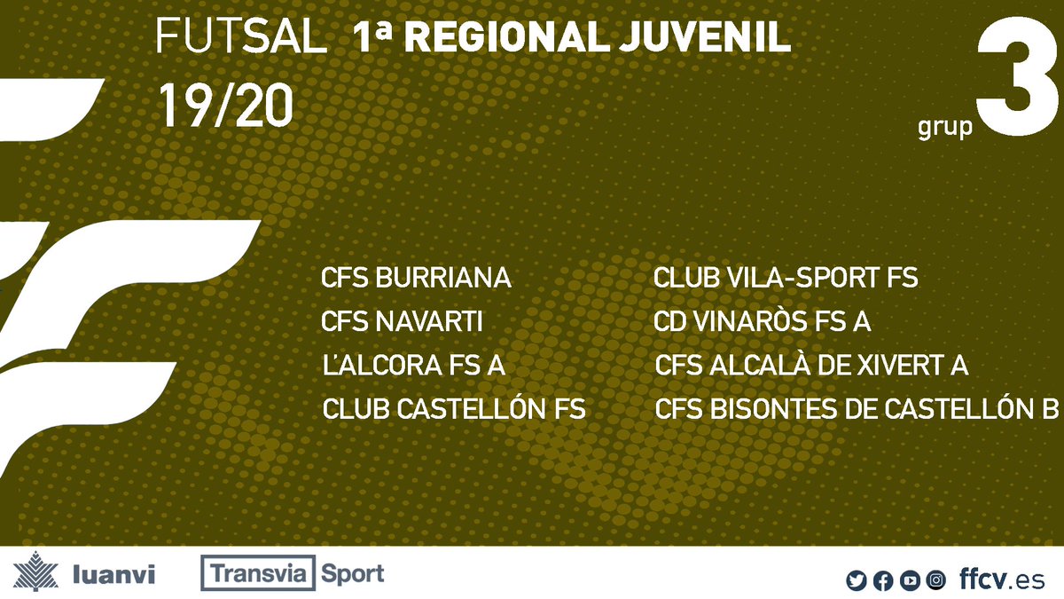 FFCV_info's tweet photo. | FUTSAL |

⬇︎ Estos son los4⃣ grupos de Primera Regional Juvenil para la temporada 19/20

https://t.co/z6NC046yKv

#FutsalValenciana #SomFutbol https://t.co/TP8CKvFpV4