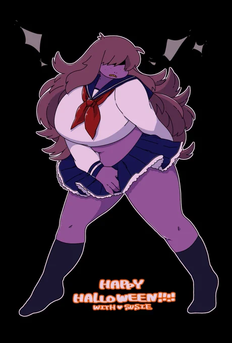 セーラースージィちゃん
(夏服、スケバン、セーラームーン、ちょっとえっち?)

#DELTARUNE 
#HappyHalloweenWithSusie 