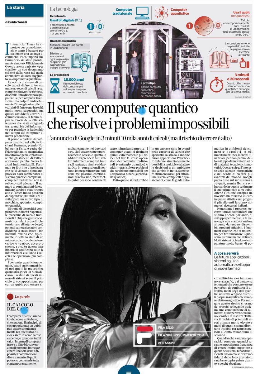 Forchielli's tweet photo. Questa notizia che Google usa un computer quantico spacca 🙌 era qualcosa si pensava potesse avvenire tra 10/20 anni 🧐 fosse confermata significa che il vantaggio tecnologico USA 🇺🇸 sul resto del mondo 🌍 è incolmabile per diverse generazioni a venire 🤨 https://t.co/MGUErX6uT3
