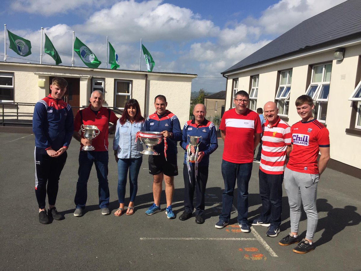 cbsjuniors's tweet photo. A very special day in the Cbs when ex students Cathail O Mahony visited with the Munster and All Ireland Under 20 cups and Aaron O Brien with the All Ireland Minor Football cup. We're really proud of the lads who inspired the next generation of footballers here. https://t.co/T1khcDxSfN
