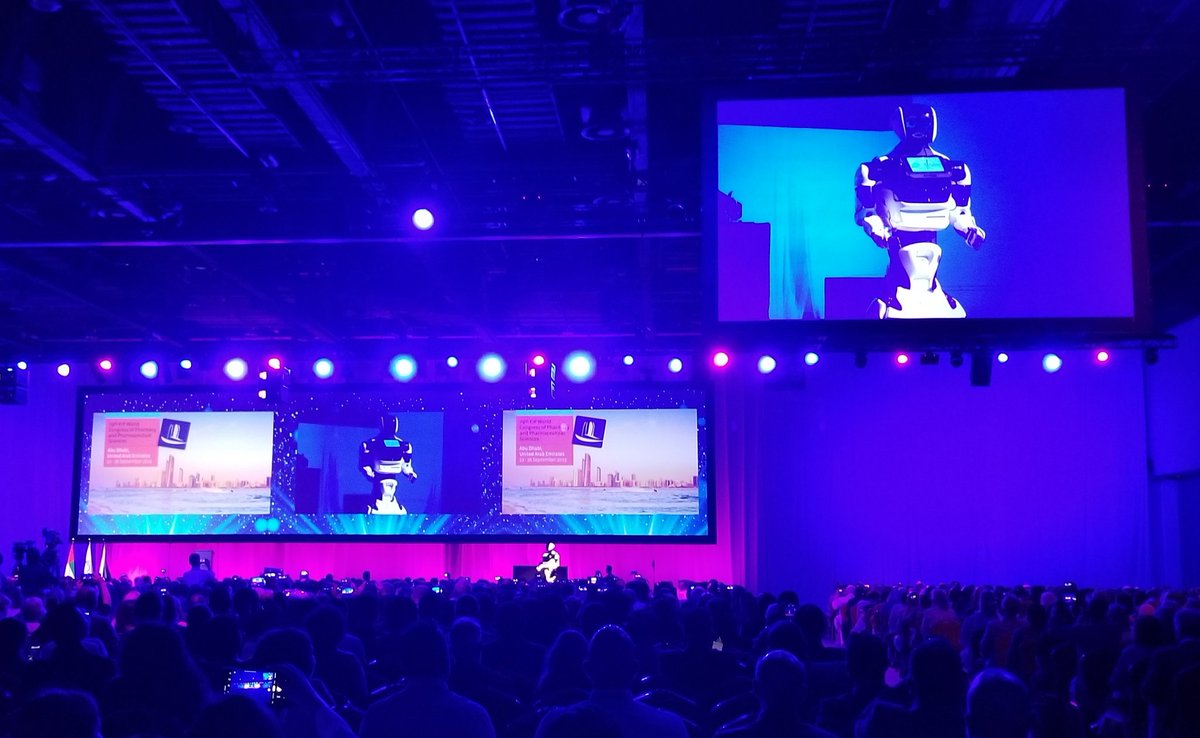 whitley_yi's tweet photo. Excited to be in Abu Dhabi for #FIP2019 with the bonus of a robot MC for opening session!  #FIPCongress https://t.co/onPPwkWTQp