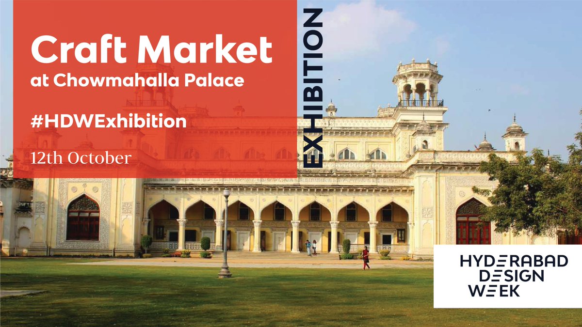 #HDWExhibitions: A market-place for regional crafts at Chowmahalla Palace on 12th October!

#HDW #DesignWeek #HumanisingDesign #GovtOfTelangana #Hyderabad #Design #hyderabaddesignweek #WorldDesignOrganisation  #designforchange #HDW #designconference