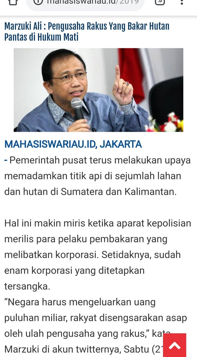 Negara harus Hukum Mati Pemilik Korporasi Pembakar Hutan cc Presiden <a href="/jokowi/">Joko Widodo</a> <a href="/marzukialie_MA/">Marzuki Alie Dr.H.</a>
