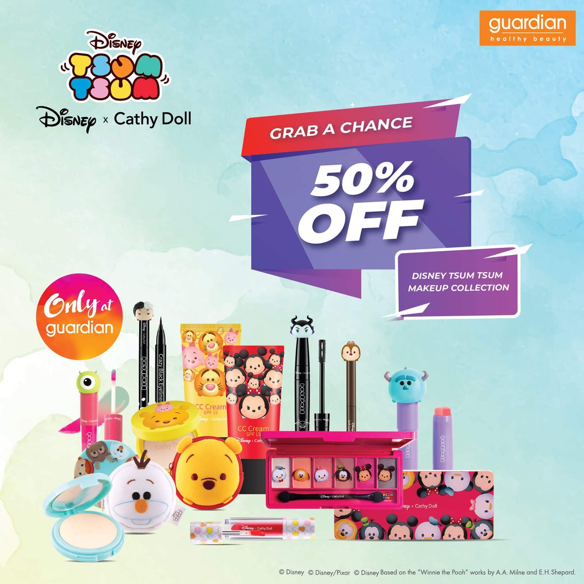GuardianMYS's tweet photo. [ONLY AT GUARDIAN!]
Come to your nearest Guardian and grab Cathy Doll x Tsum Tsum cosmetics! Now 50% off for the whole collection 🤑 Save cash and look pretty 🤩

#GuardianMY #CathyDoll #TsumTsum #Disney #OnlyatGuardian https://t.co/oWdKbroIN0