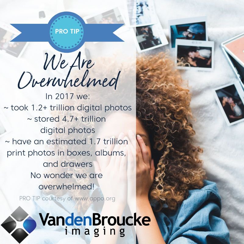 VDBImaging's tweet photo. There are over an estimated 1.7 trillion paper photos stored in albums, attics &amp; shoeboxes, waiting to be digitized and backed up.

#VDBImaging #SaveYourMemories #TellYourStory #MemoriesMatter #PhotoOrganizers https://t.co/ohPXsbe4fU
