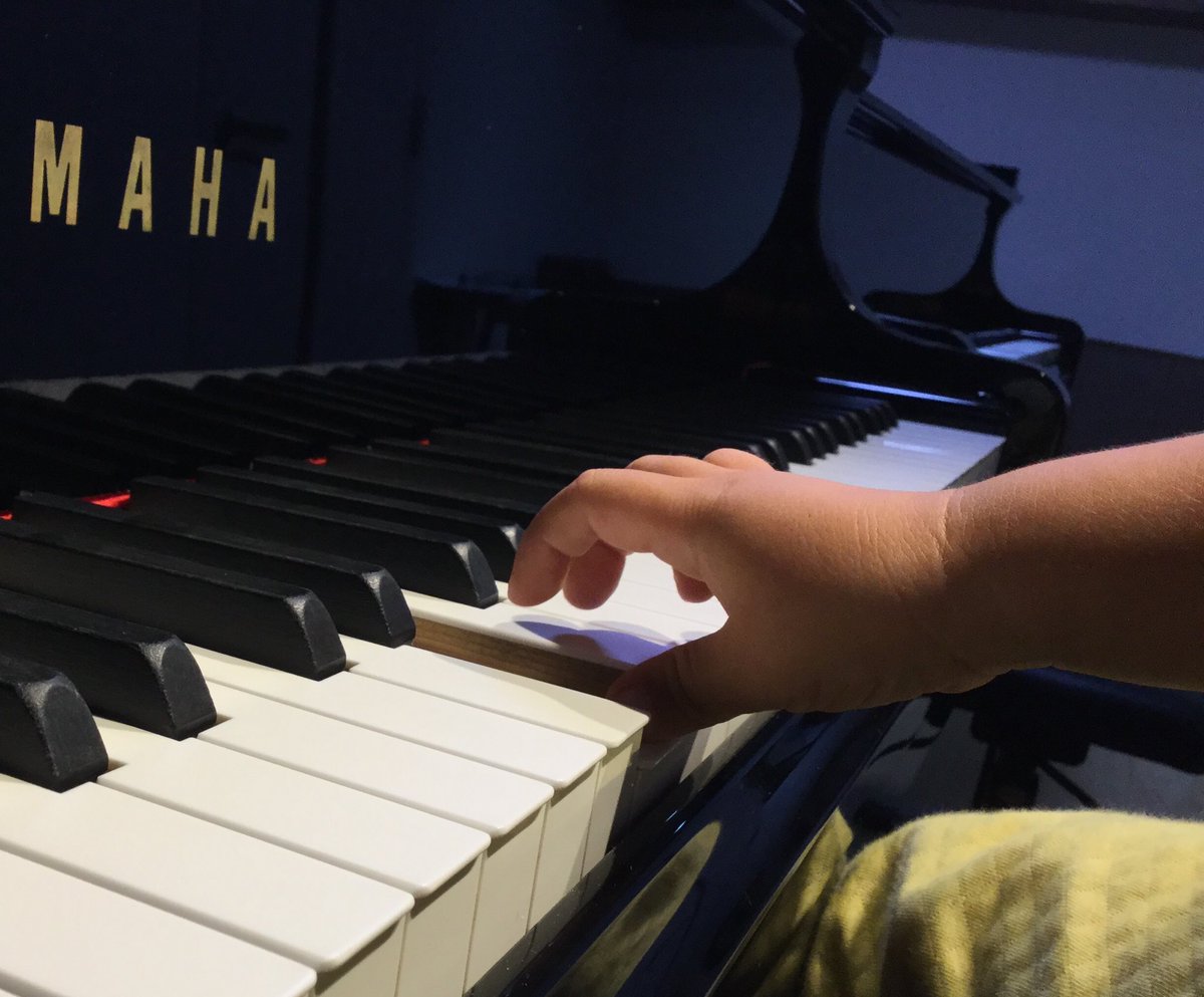 山崎 裕 ２歳の息子にピアノの手ほどきをしました 笑 日頃 兄たちを見ているせいか 鍵盤の押し方は分かっているようです