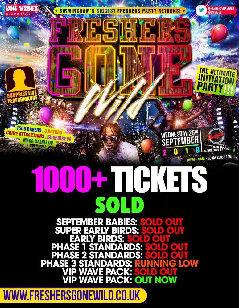 MaadHouseUK's tweet photo. #FreshersGoneWild🤪
Birmingham’s Biggest Freshers Party Returns 🥳 

3 Days To Go 🤩

1000+ TICKETS SOLD 🤯

3 ARENAS WILL BE OPEN ✅

Get Your Tickets Now‼️

➡️ https://t.co/Ly7ngOgL3w https://t.co/NccrhHKAuM