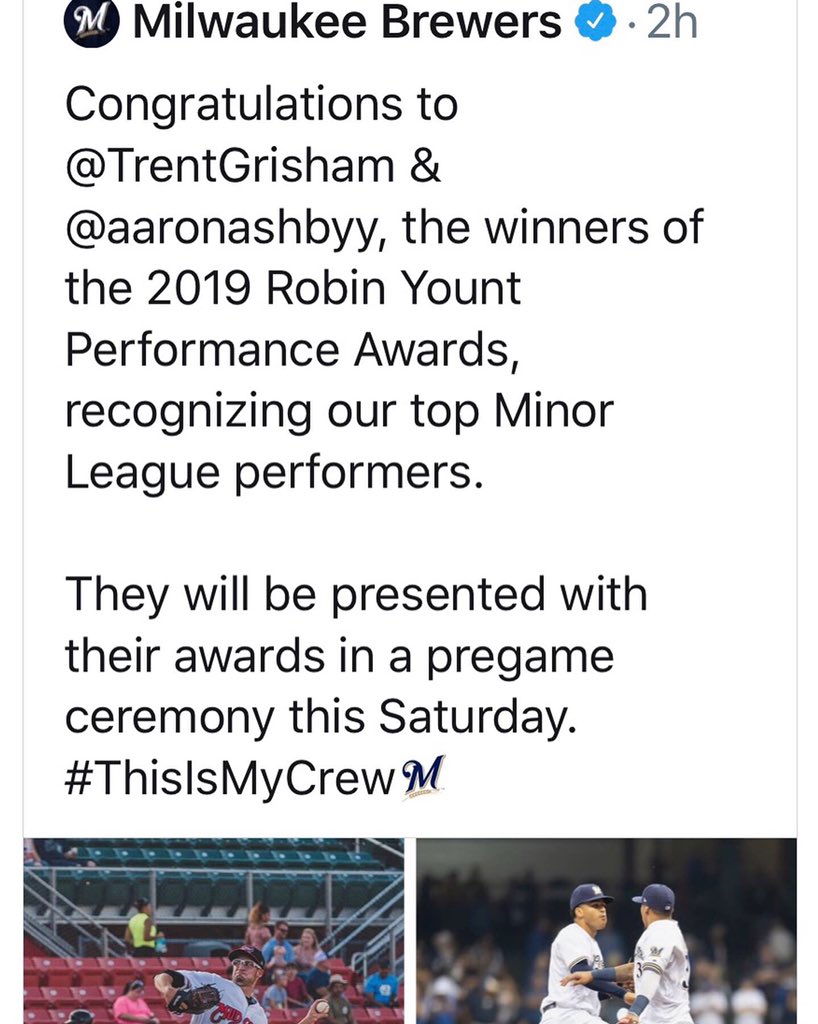 CVerdoorn's tweet photo. HUGE week for two of @ARCSportsPerf baseballers.. @aaronashbyy received award for Minor League pitcher of the Year @brewers AND @dylanhufft signee of @kstatebsb been training with us since 7th grade, took his 60yd from 7.1 ➡️ 6.7 💜💛 congrats gentlemen! #trainARC @CarlyHufft https://t.co/pR333eLaOj