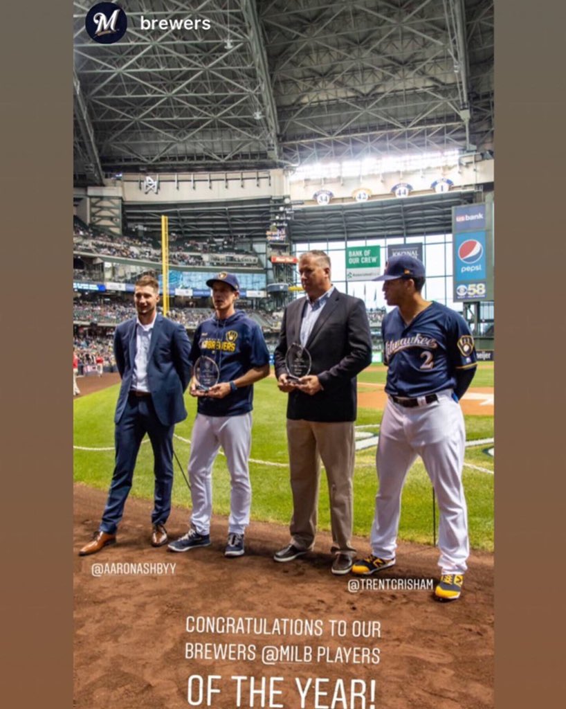 CVerdoorn's tweet photo. HUGE week for two of @ARCSportsPerf baseballers.. @aaronashbyy received award for Minor League pitcher of the Year @brewers AND @dylanhufft signee of @kstatebsb been training with us since 7th grade, took his 60yd from 7.1 ➡️ 6.7 💜💛 congrats gentlemen! #trainARC @CarlyHufft https://t.co/pR333eLaOj